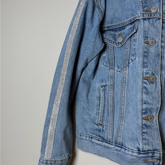 Vintage Blue Denim Jacket with Silver Sparkle Detailing - Picture 3 of 9